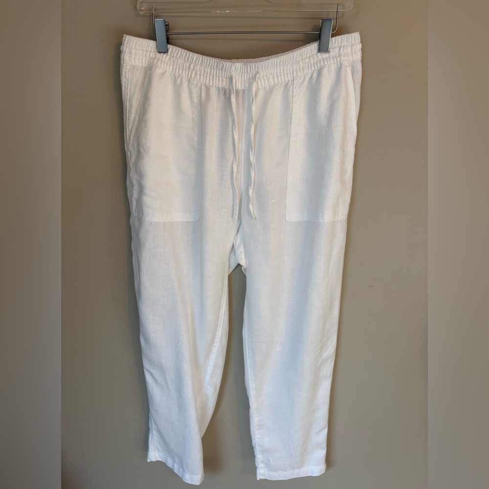Lands End White Linen Pants | Women's Sz M